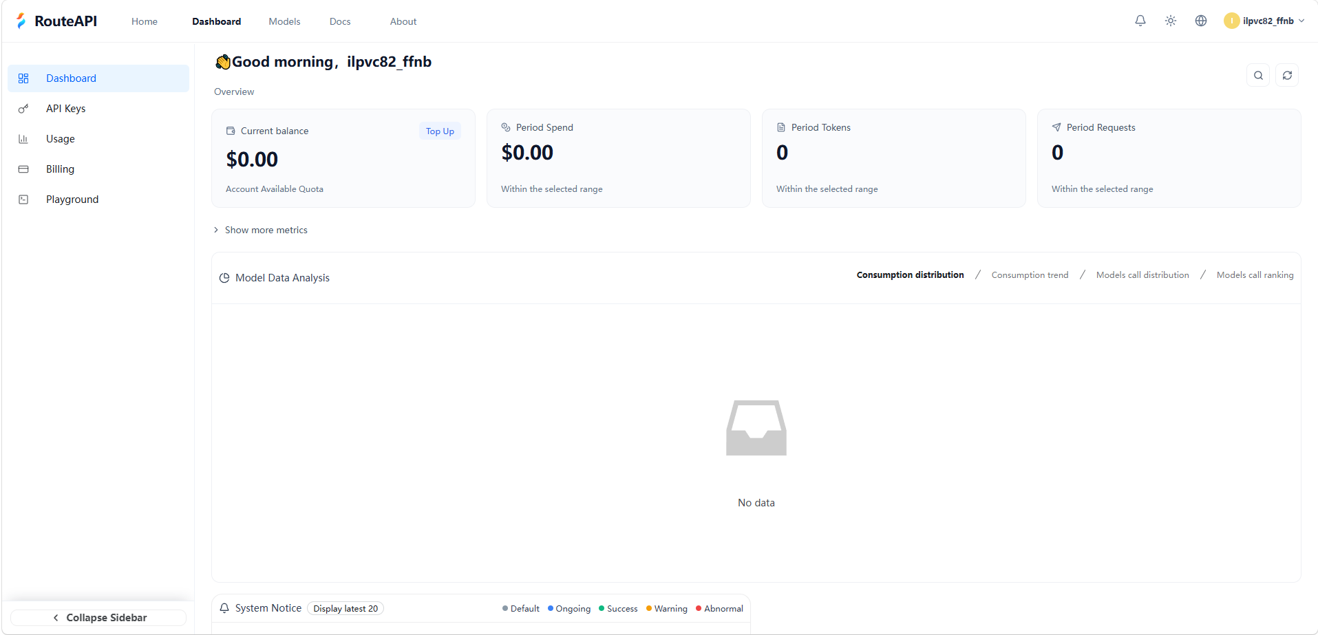 Dashboard screenshot